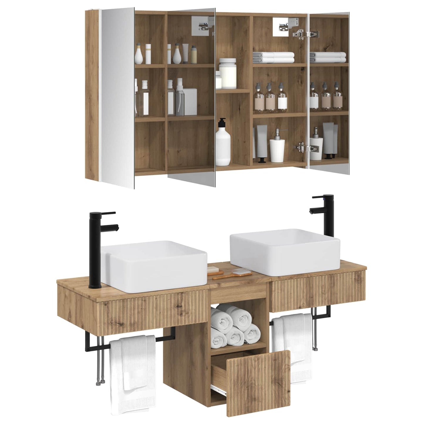 Bathroom Cabinet Set 4 pcs Artisan Oak Engineered Wood