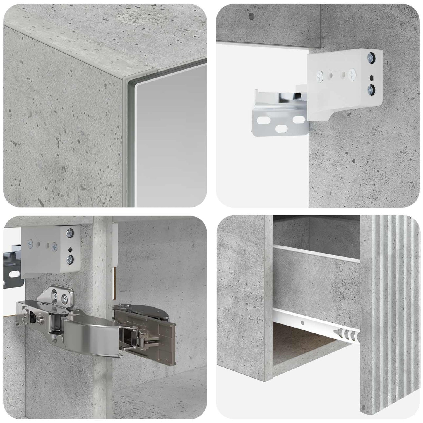 Bathroom Cabinet Set 5 pcs Concrete Grey 50 x 14.5 x 70 cm