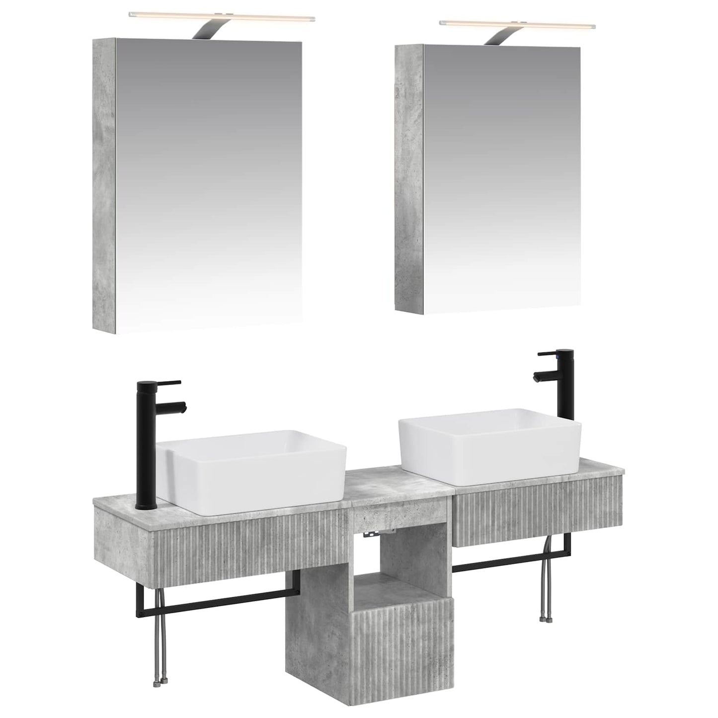 Bathroom Cabinet Set 5 pcs Concrete Grey 50 x 14.5 x 70 cm