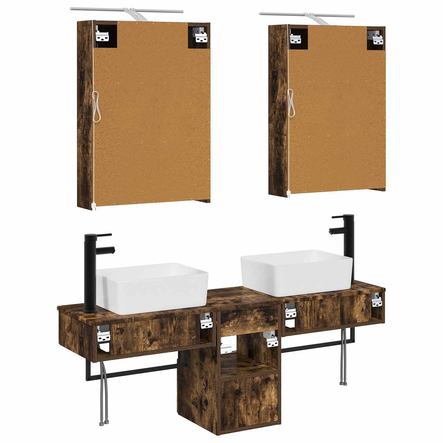 Bathroom Cabinet Set 5 pcs Smoked Oak 50 x 14.5 x 70 cm