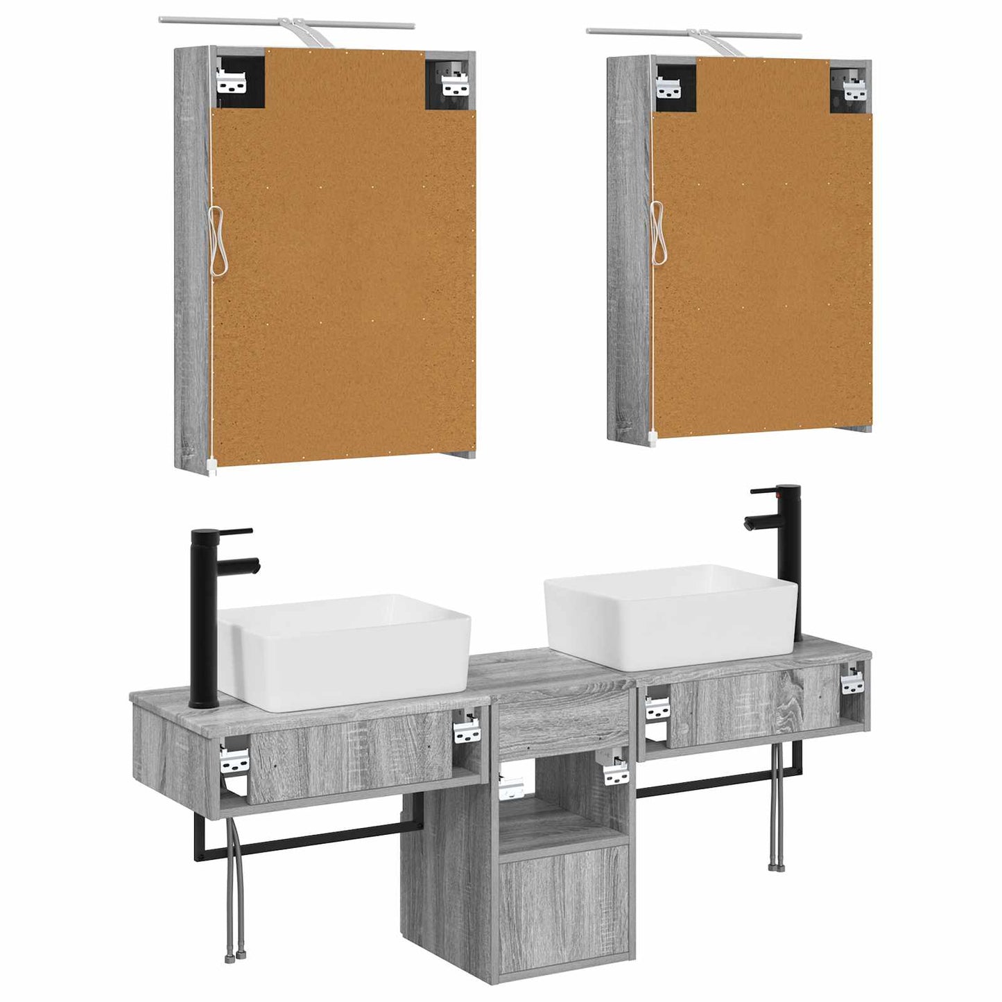 Bathroom Cabinet Set 5 pcs Grey Sonoma 50 x 14.5 x 70 cm