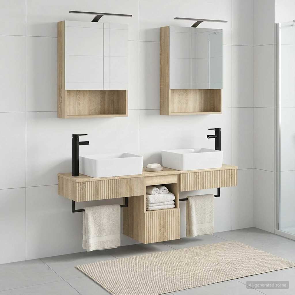Bathroom Cabinet Set 5 pcs Sonoma Oak 50 x 14.5 x 70 cm