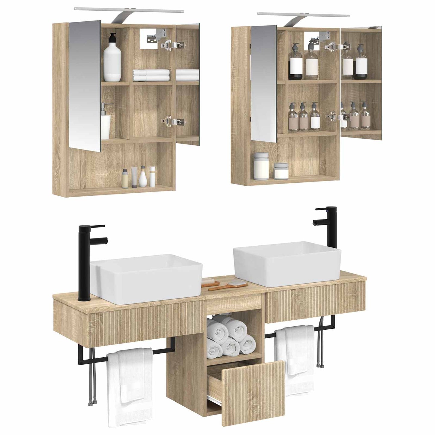 Bathroom Cabinet Set 5 pcs Sonoma Oak 50 x 14.5 x 70 cm