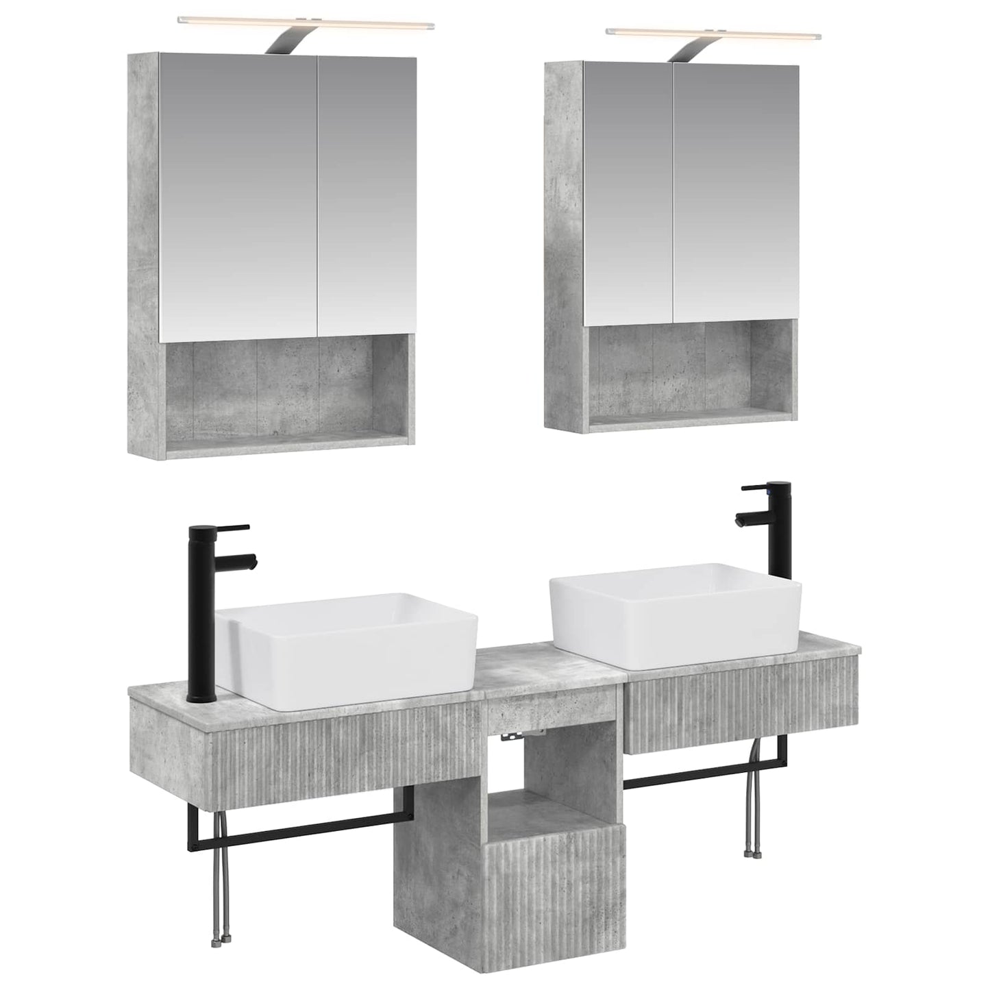 Bathroom Cabinet Set 5 pcs Concrete Grey 50 x 14.5 x 70 cm