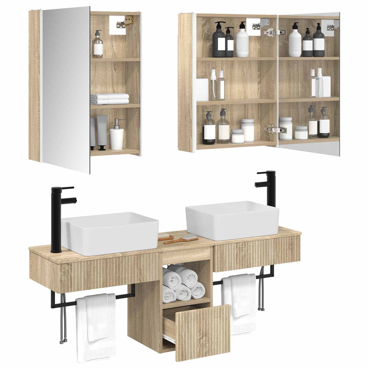Bathroom Cabinet Set 5 pcs Sonoma Oak 53 x 15.5 x 70 cm