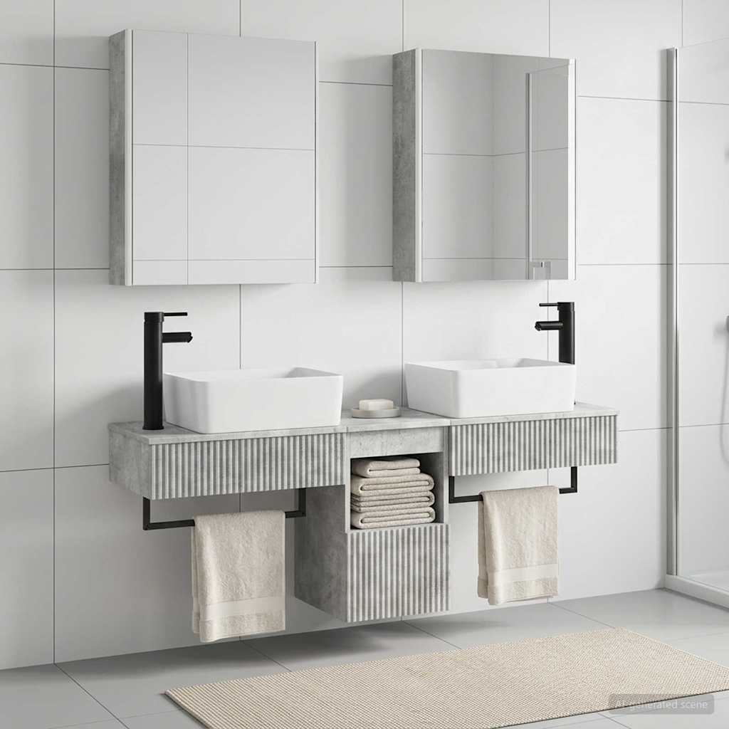 Bathroom Cabinet Set 5 pcs Concrete Grey 53 x 15.5 x 70 cm