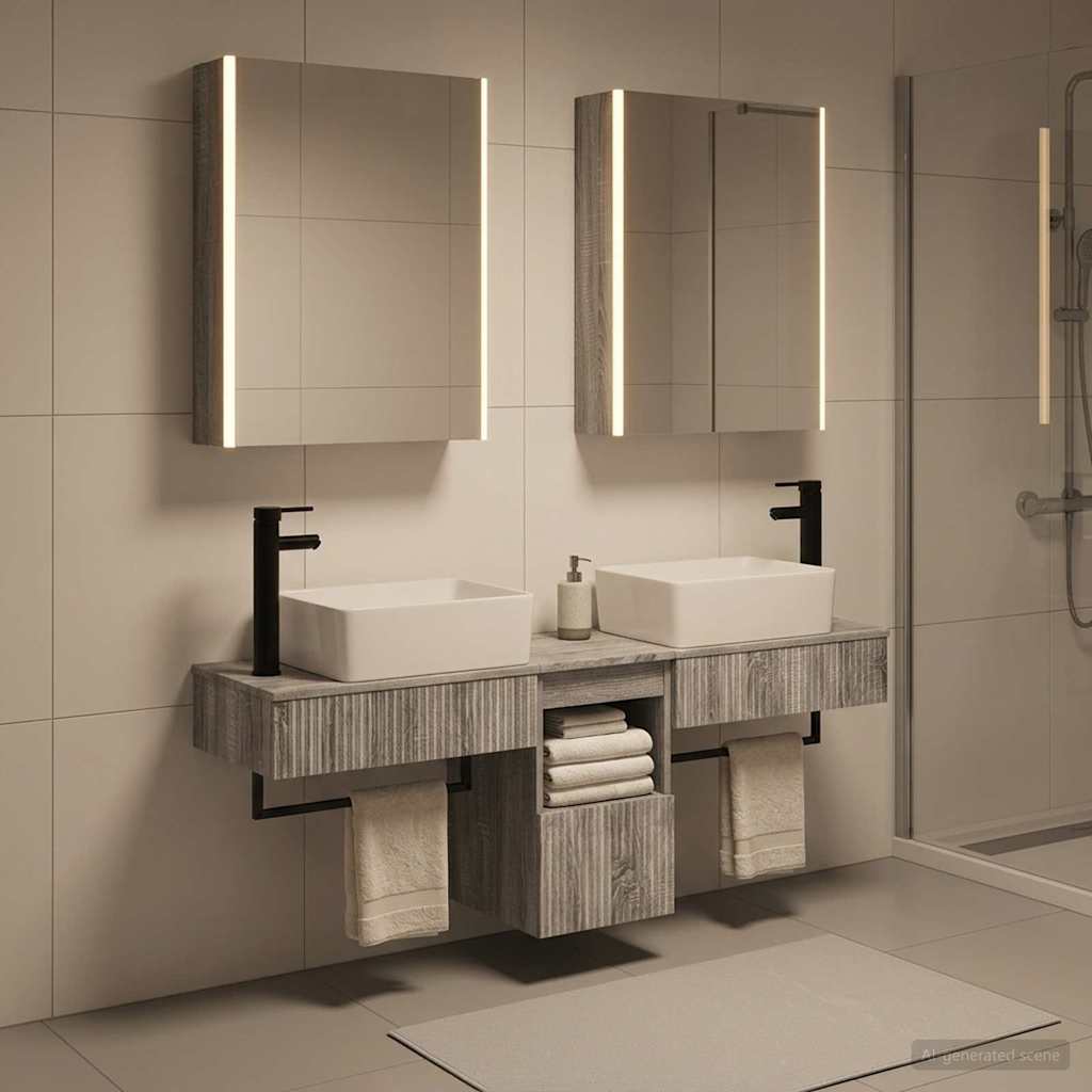 Bathroom Cabinet Set 5 pcs Grey Sonoma 53 x 15.5 x 70 cm