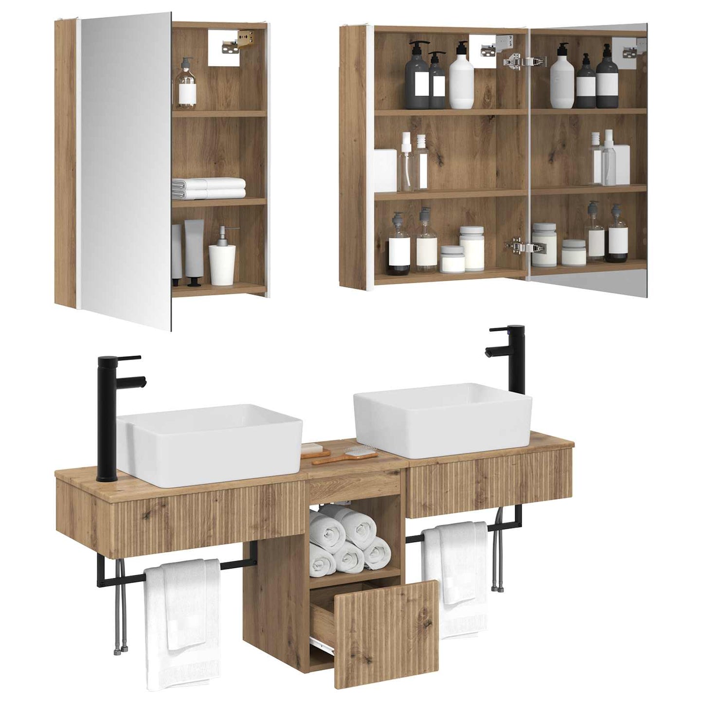 Bathroom Cabinet Set 5 pcs Artisan Oak Engineered Wood