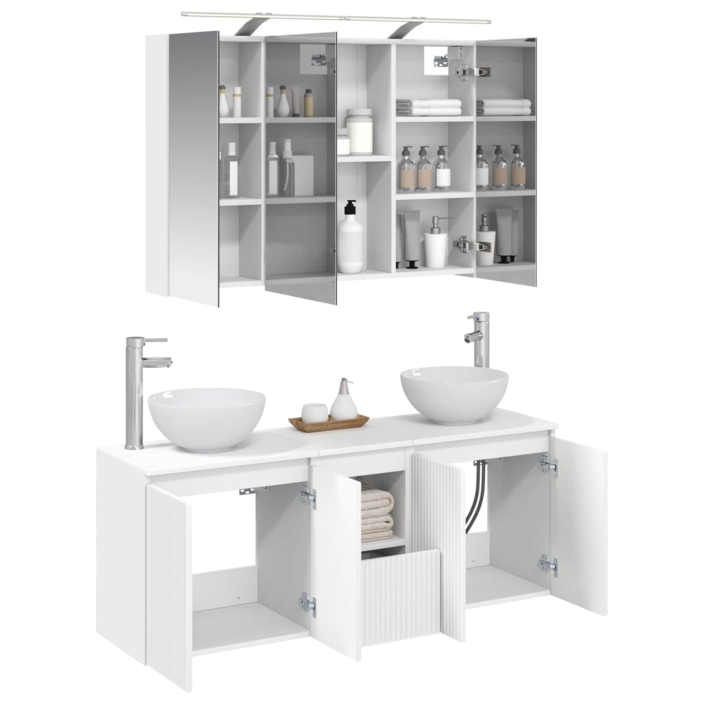 Bathroom Cabinet Set 4 pcs White 100 x 14.5 x 70 cm