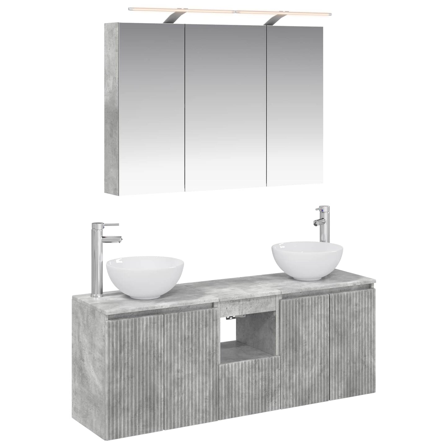 Bathroom Cabinet Set 4 pcs Concrete Grey 100 x 14.5 x 70 cm