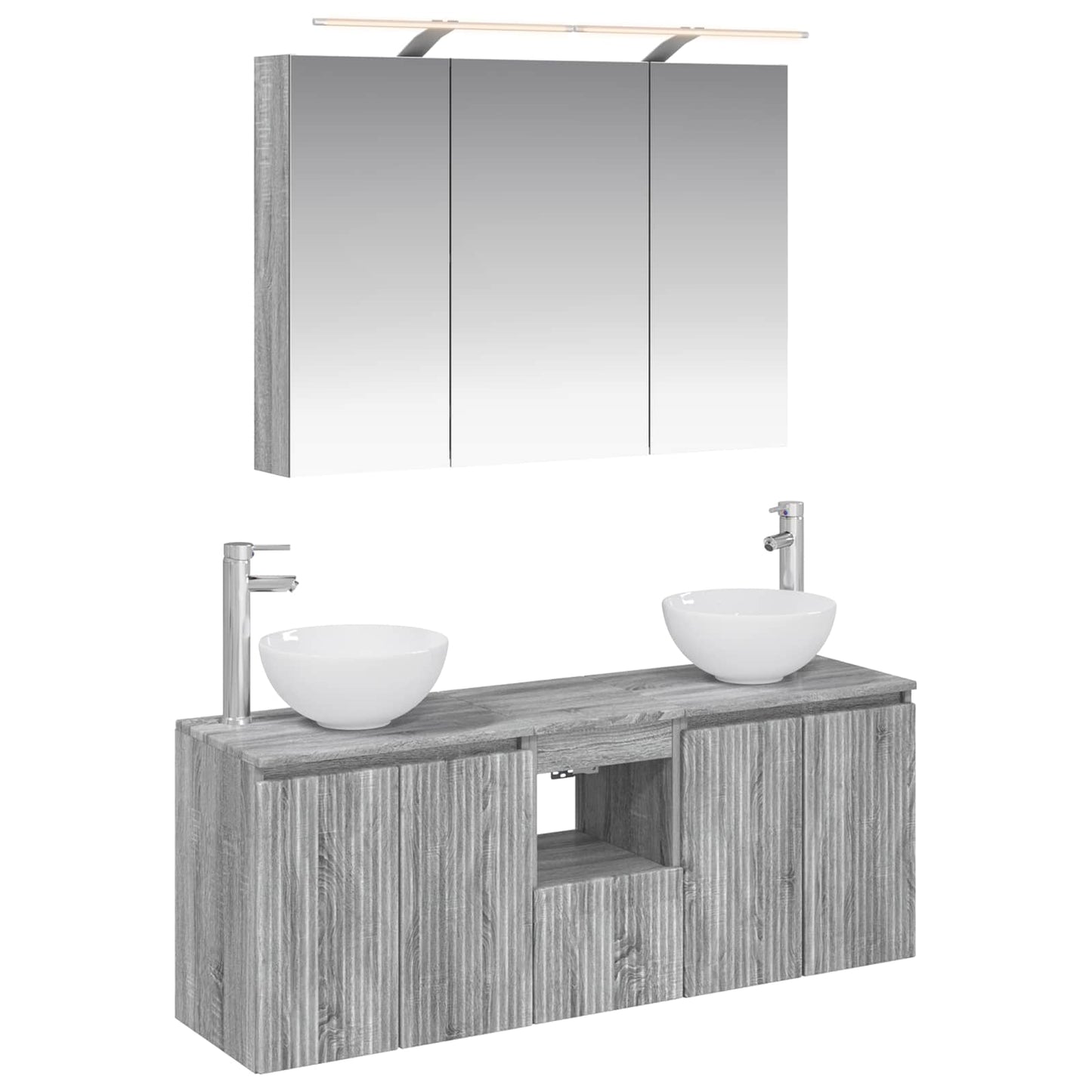 Bathroom Cabinet Set 4 pcs Grey Sonoma 100 x 14.5 x 70 cm