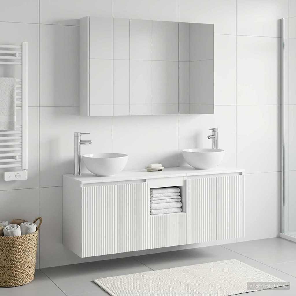 Bathroom Cabinet Set 4 pcs White Engineered Wood