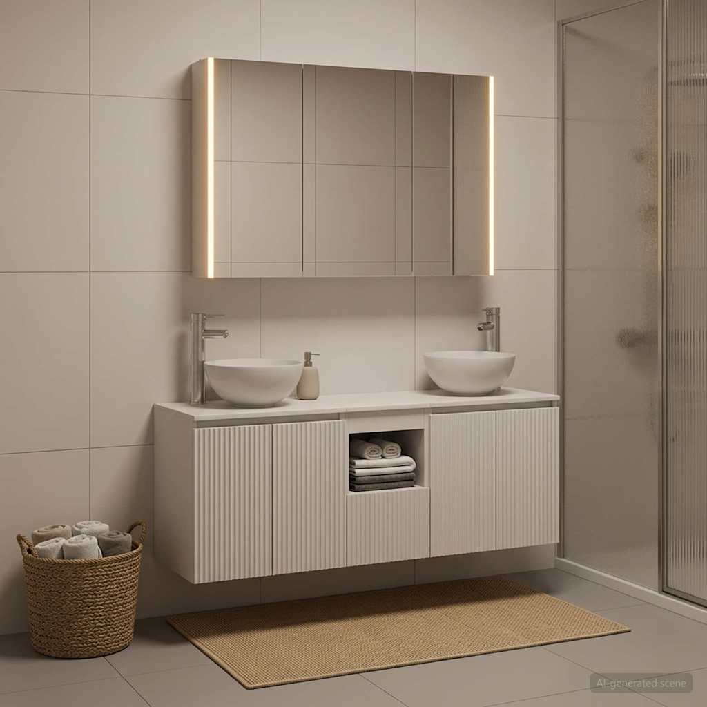 Bathroom Cabinet Set 4 pcs White 103.5 x 15.5 x 70 cm