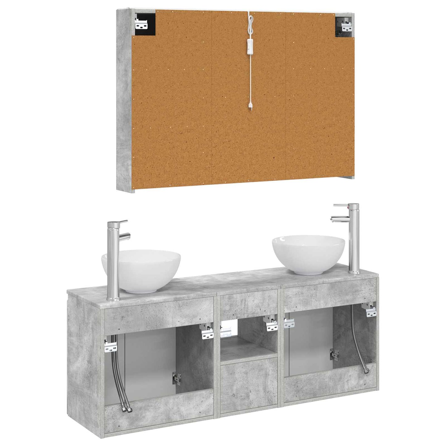 Bathroom Cabinet Set 4 pcs Concrete Grey 103.5 x 15.5 x 70 cm