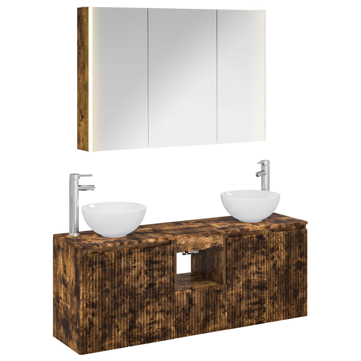 Bathroom Cabinet Set 4 pcs Smoked Oak 103.5 x 15.5 x 70 cm