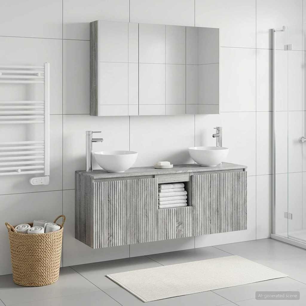 Bathroom Cabinet Set 4 pcs Grey Sonoma 103.5 x 15.5 x 70 cm