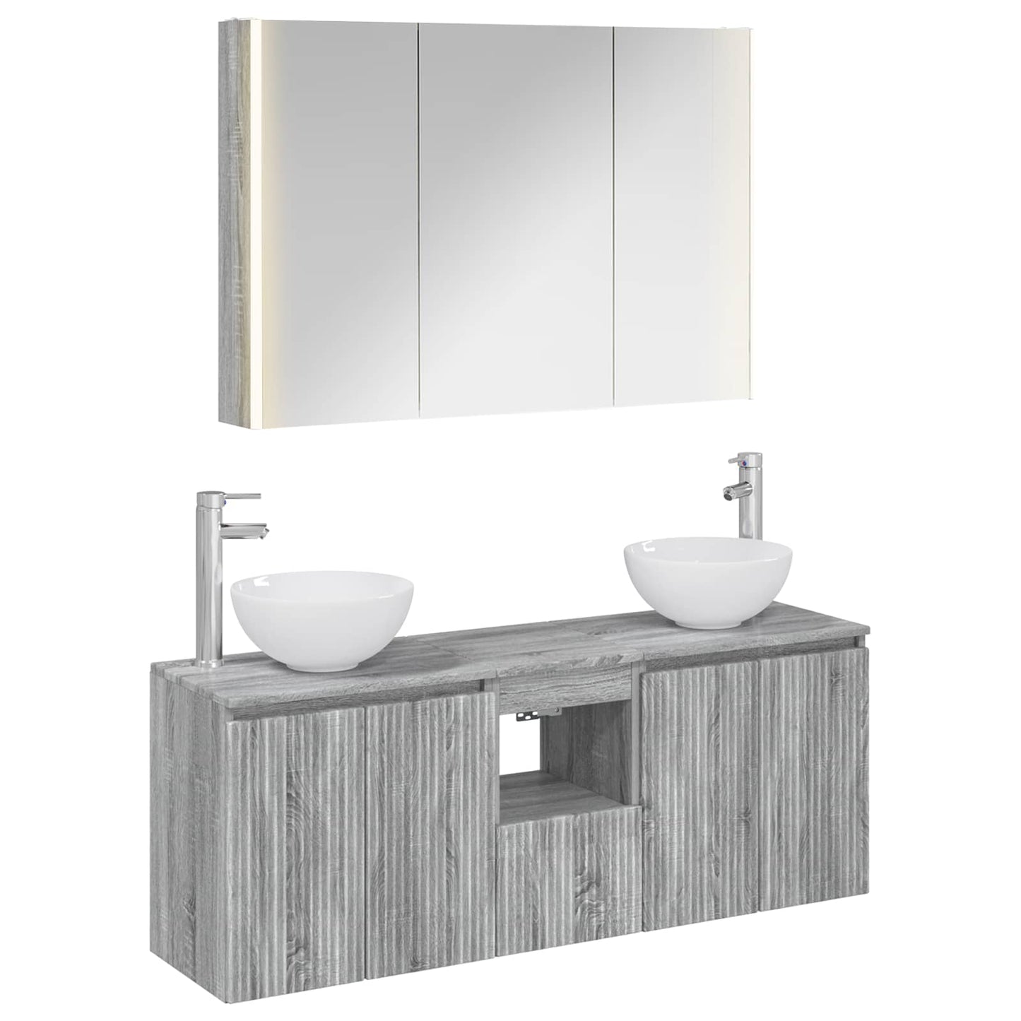 Bathroom Cabinet Set 4 pcs Grey Sonoma 103.5 x 15.5 x 70 cm
