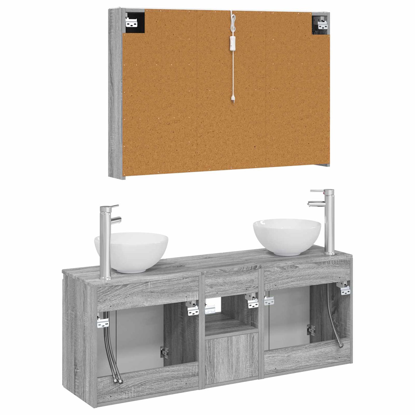 Bathroom Cabinet Set 4 pcs Grey Sonoma 103.5 x 15.5 x 70 cm