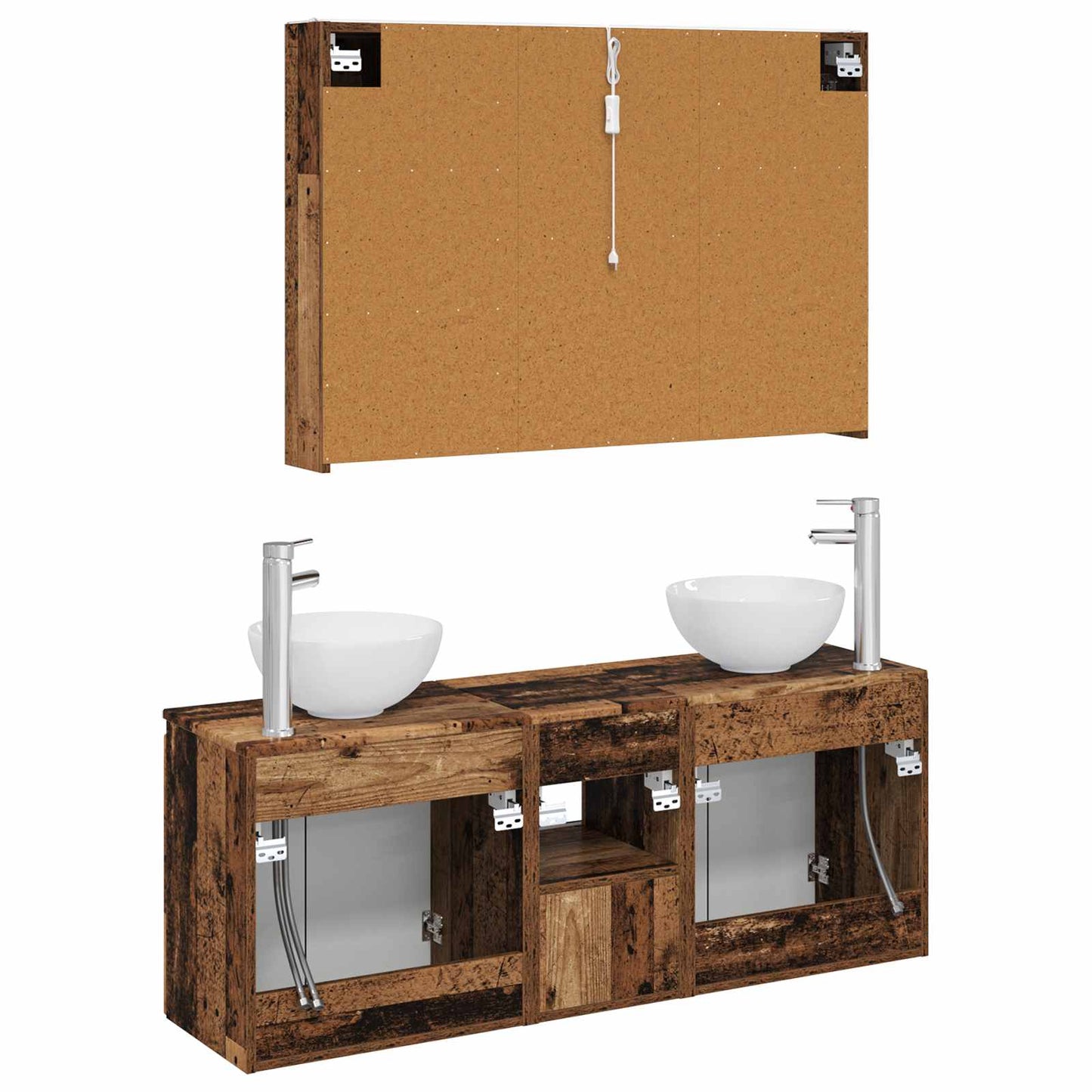 Bathroom Cabinet Set 4 pcs Old Wood 103.5 x 15.5 x 70 cm