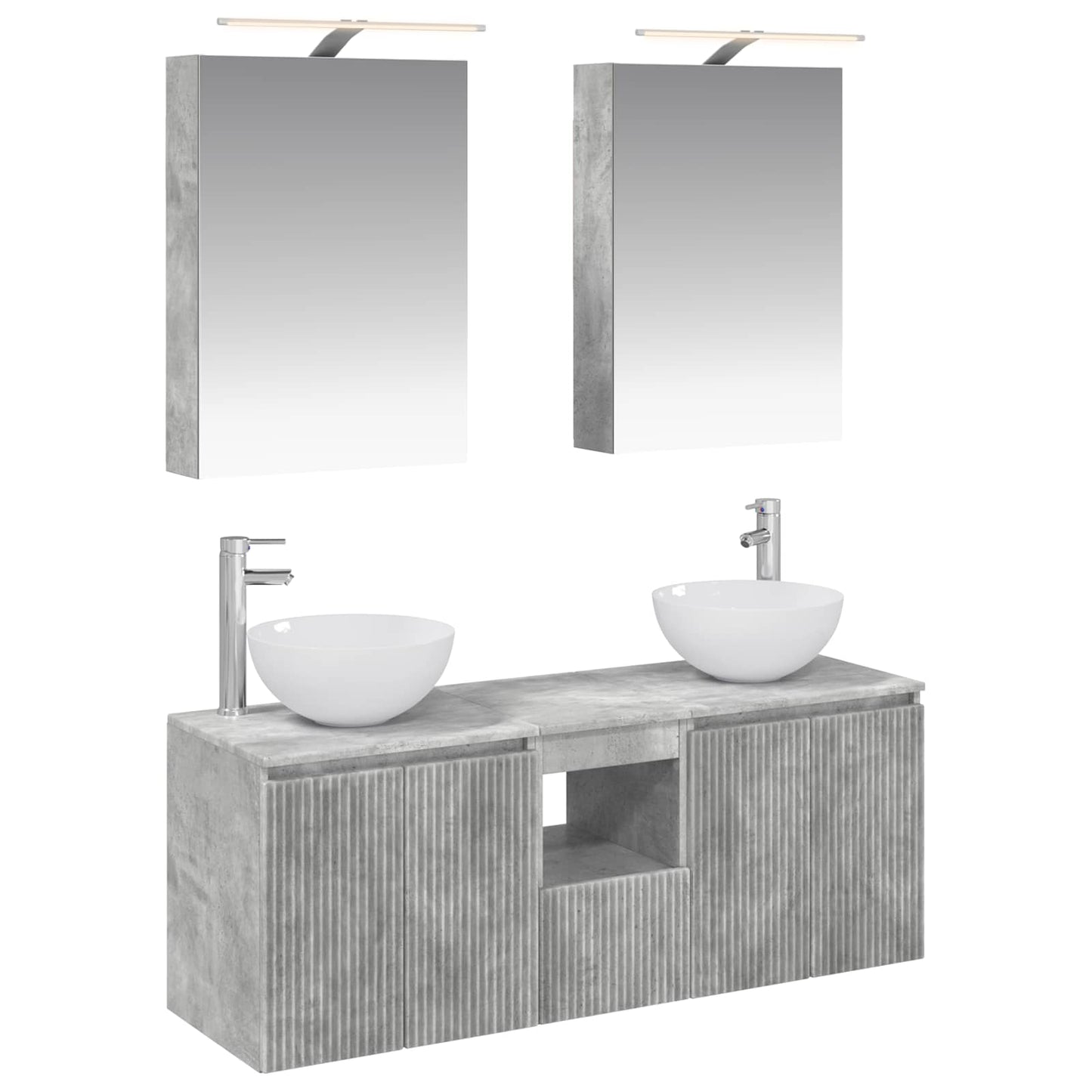 Bathroom Cabinet Set 5 pcs Concrete Grey 50 x 14.5 x 70 cm