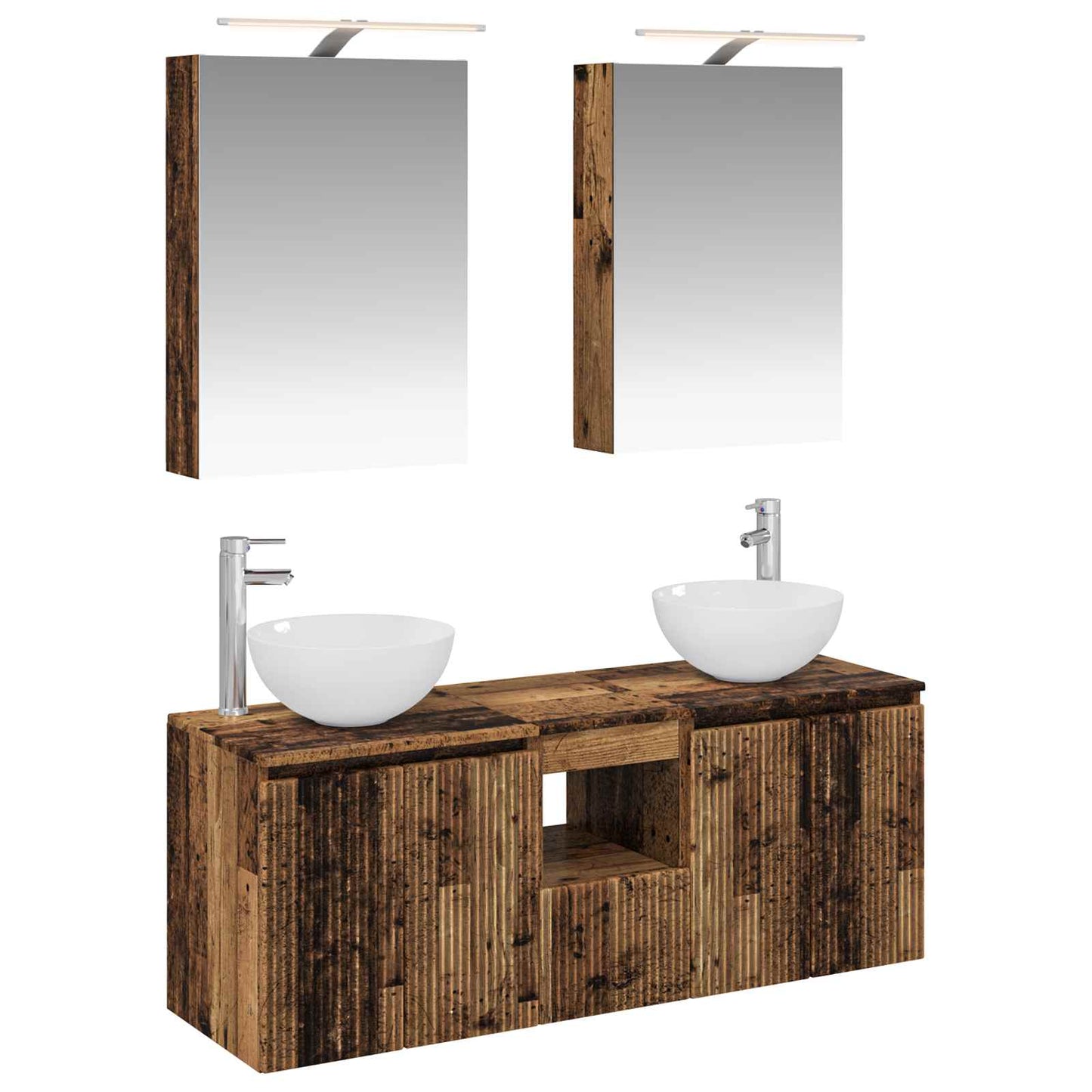 Bathroom Cabinet Set 5 pcs Old Wood 50 x 14.5 x 70 cm