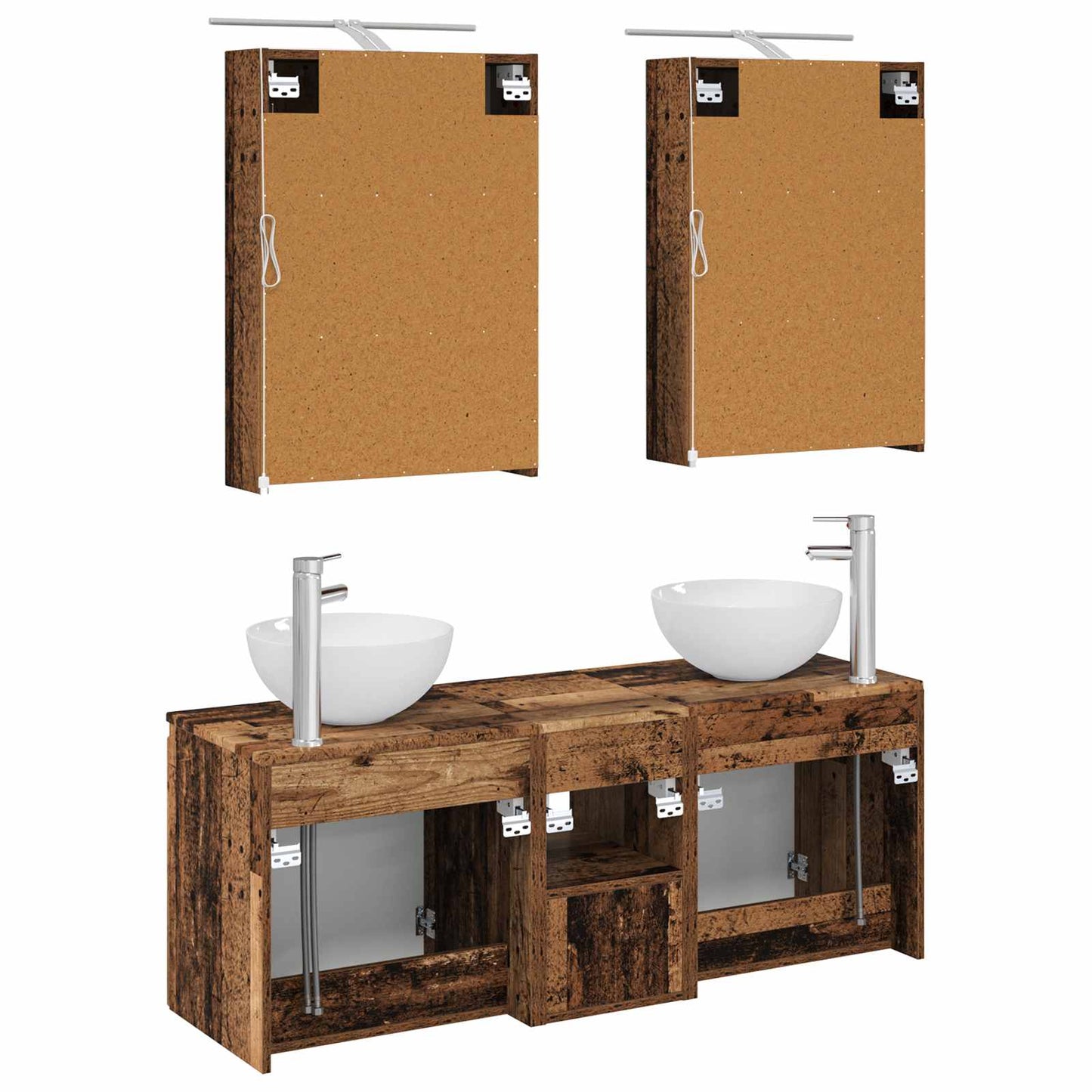 Bathroom Cabinet Set 5 pcs Old Wood 50 x 14.5 x 70 cm
