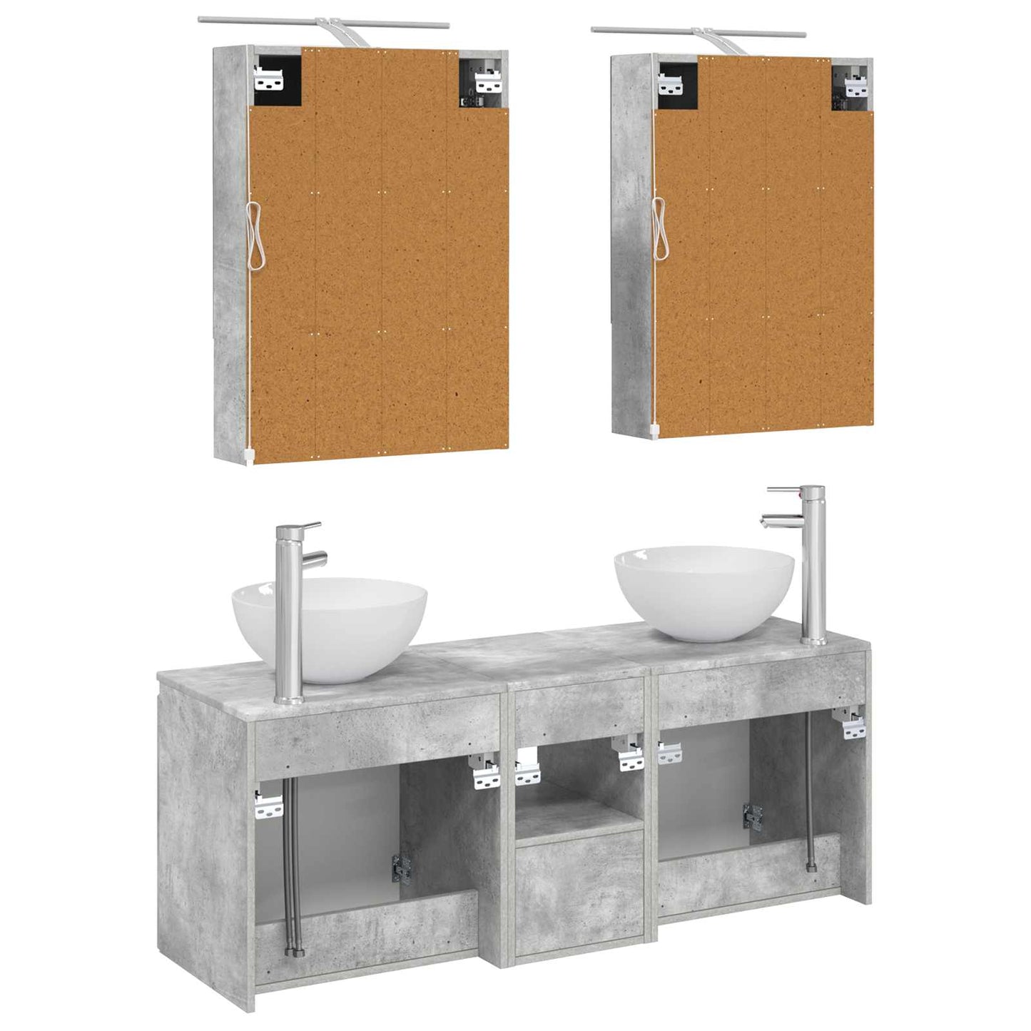 Bathroom Cabinet Set 5 pcs Concrete Grey 50 x 14.5 x 70 cm