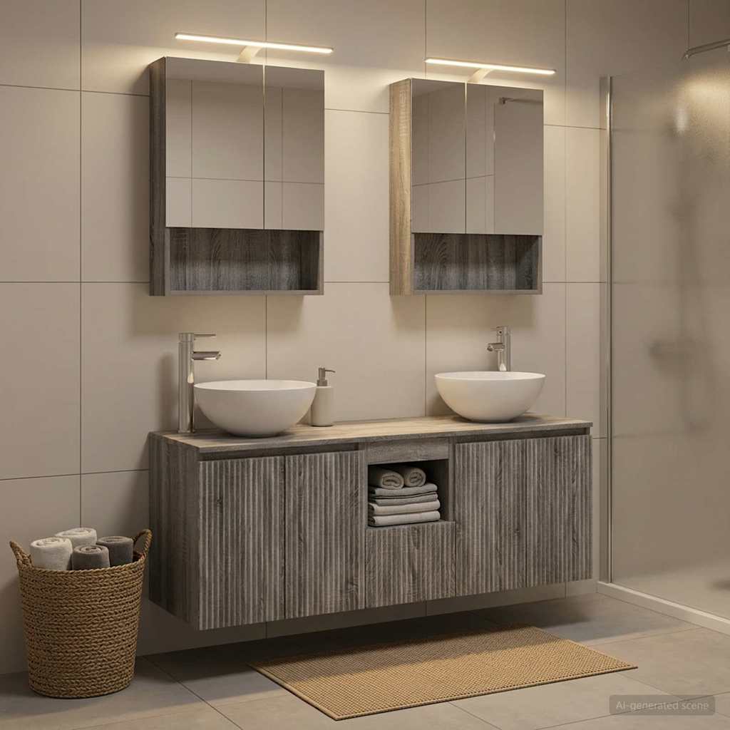 Bathroom Cabinet Set 5 pcs Grey Sonoma 50 x 14.5 x 70 cm