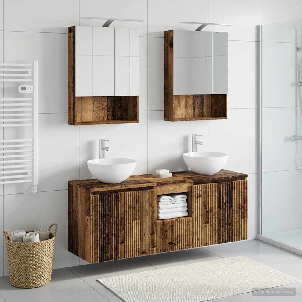 Bathroom Cabinet Set 5 pcs Old Wood 50 x 14.5 x 70 cm