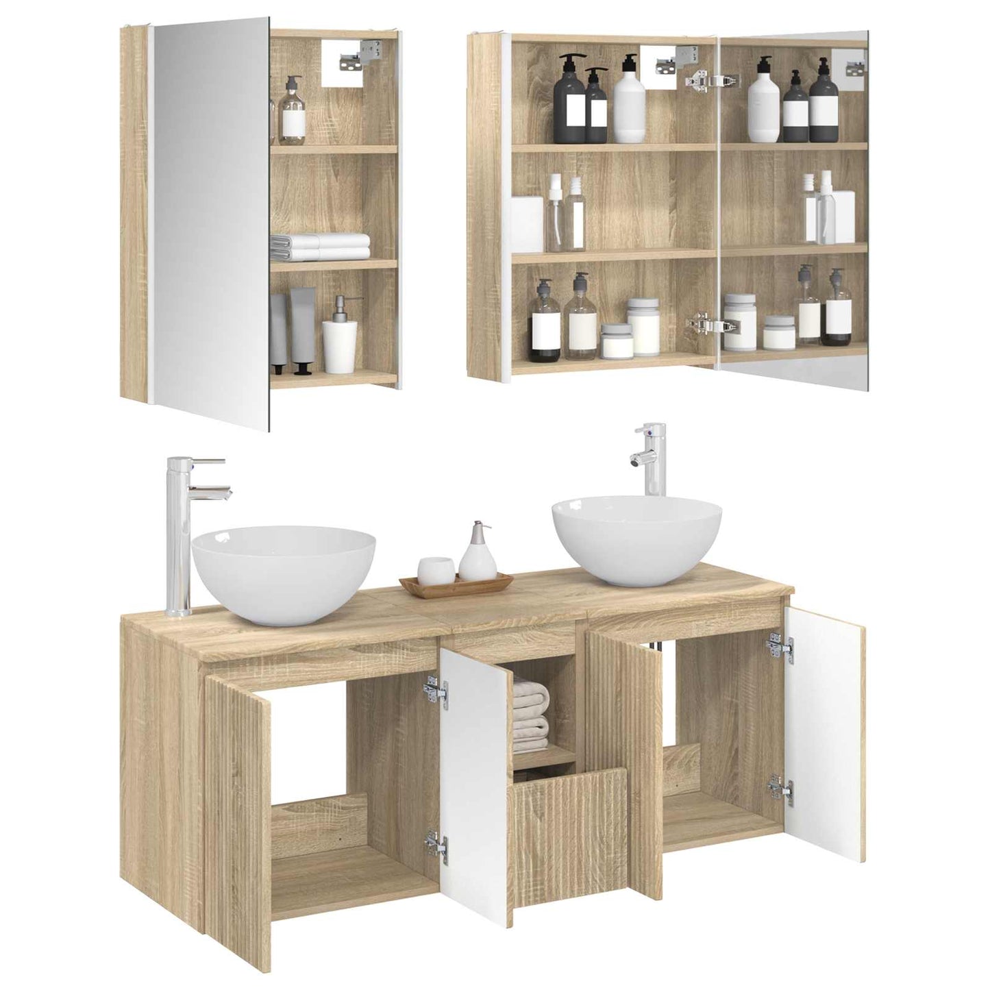 Bathroom Cabinet Set 5 pcs Sonoma Oak 53 x 15.5 x 70 cm