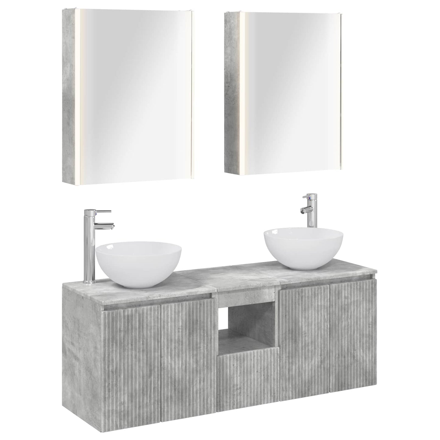 Bathroom Cabinet Set 5 pcs Concrete Grey 53 x 15.5 x 70 cm