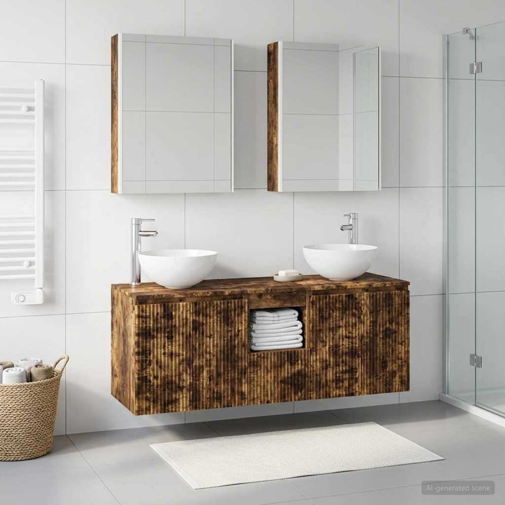 Bathroom Cabinet Set 5 pcs Smoked Oak 53 x 15.5 x 70 cm