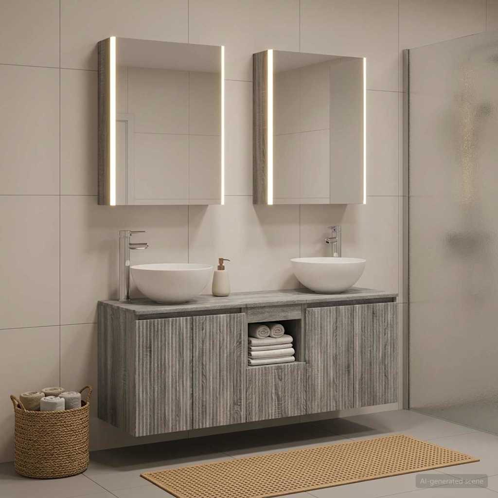 Bathroom Cabinet Set 5 pcs Grey Sonoma 53 x 15.5 x 70 cm
