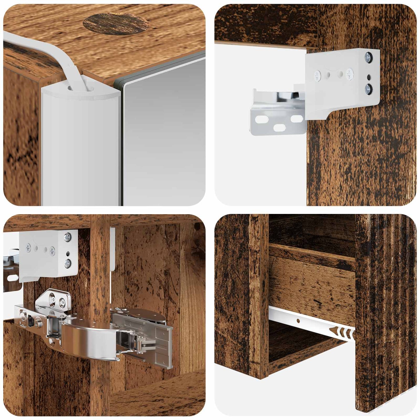 Bathroom Cabinet Set 5 pcs Old Wood 53 x 15.5 x 70 cm