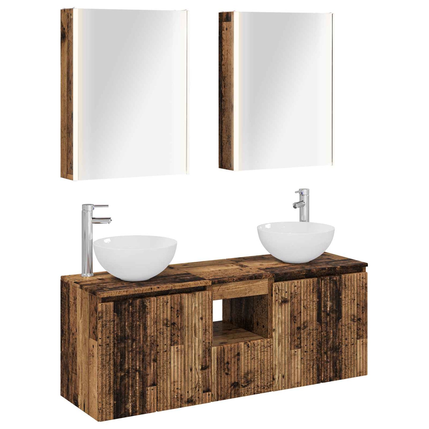 Bathroom Cabinet Set 5 pcs Old Wood 53 x 15.5 x 70 cm