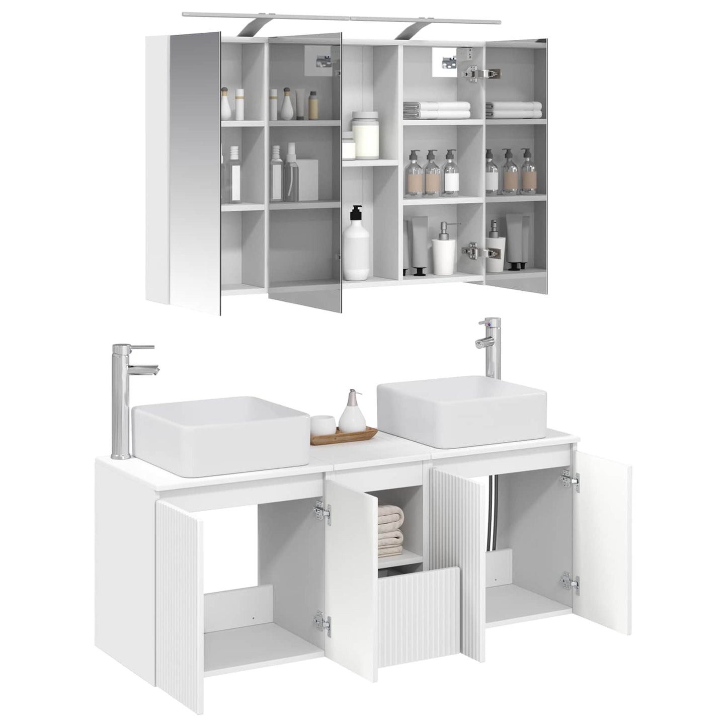 Bathroom Cabinet Set 4 pcs White 100 x 14.5 x 70 cm
