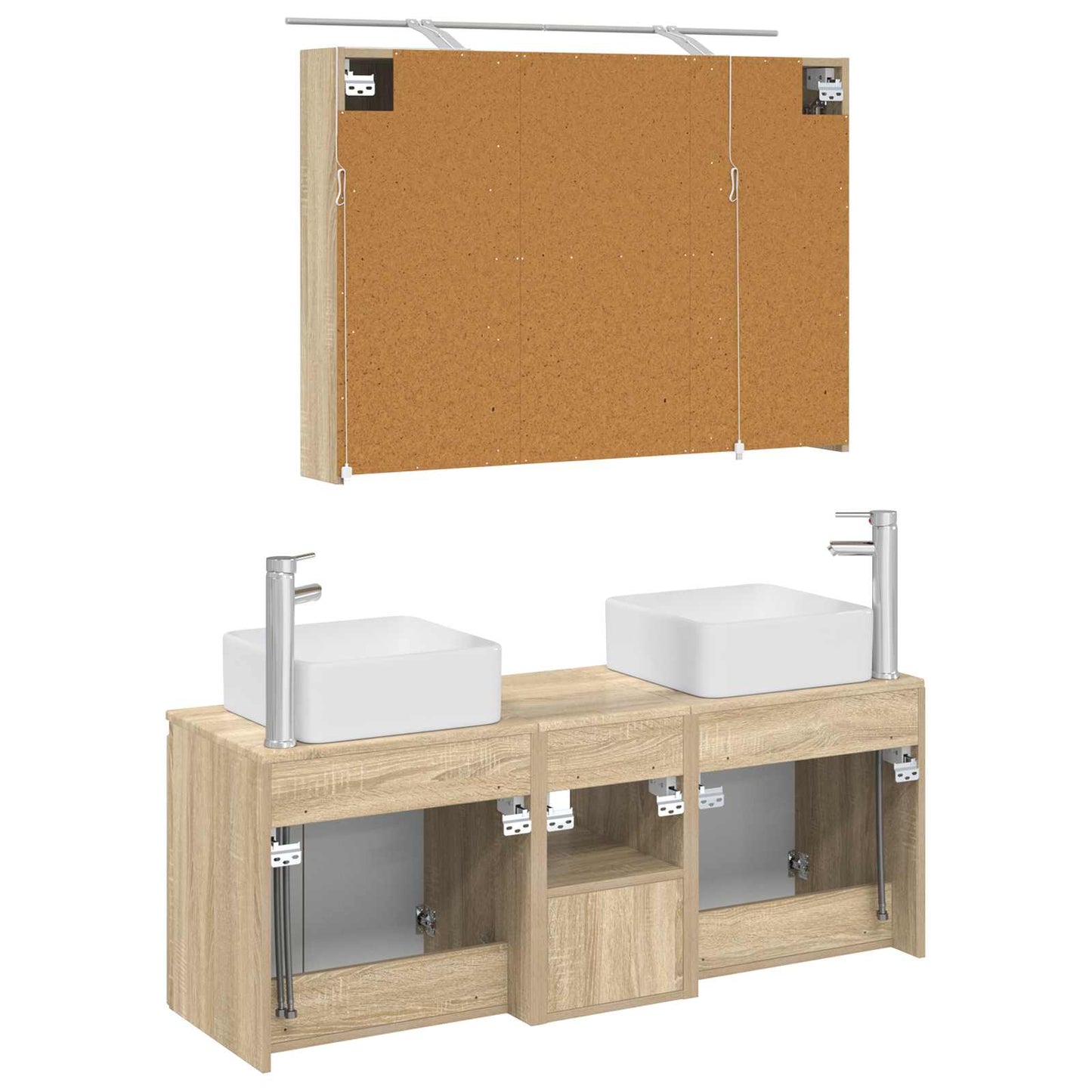 Bathroom Cabinet Set 4 pcs Sonoma Oak 100 x 14.5 x 70 cm