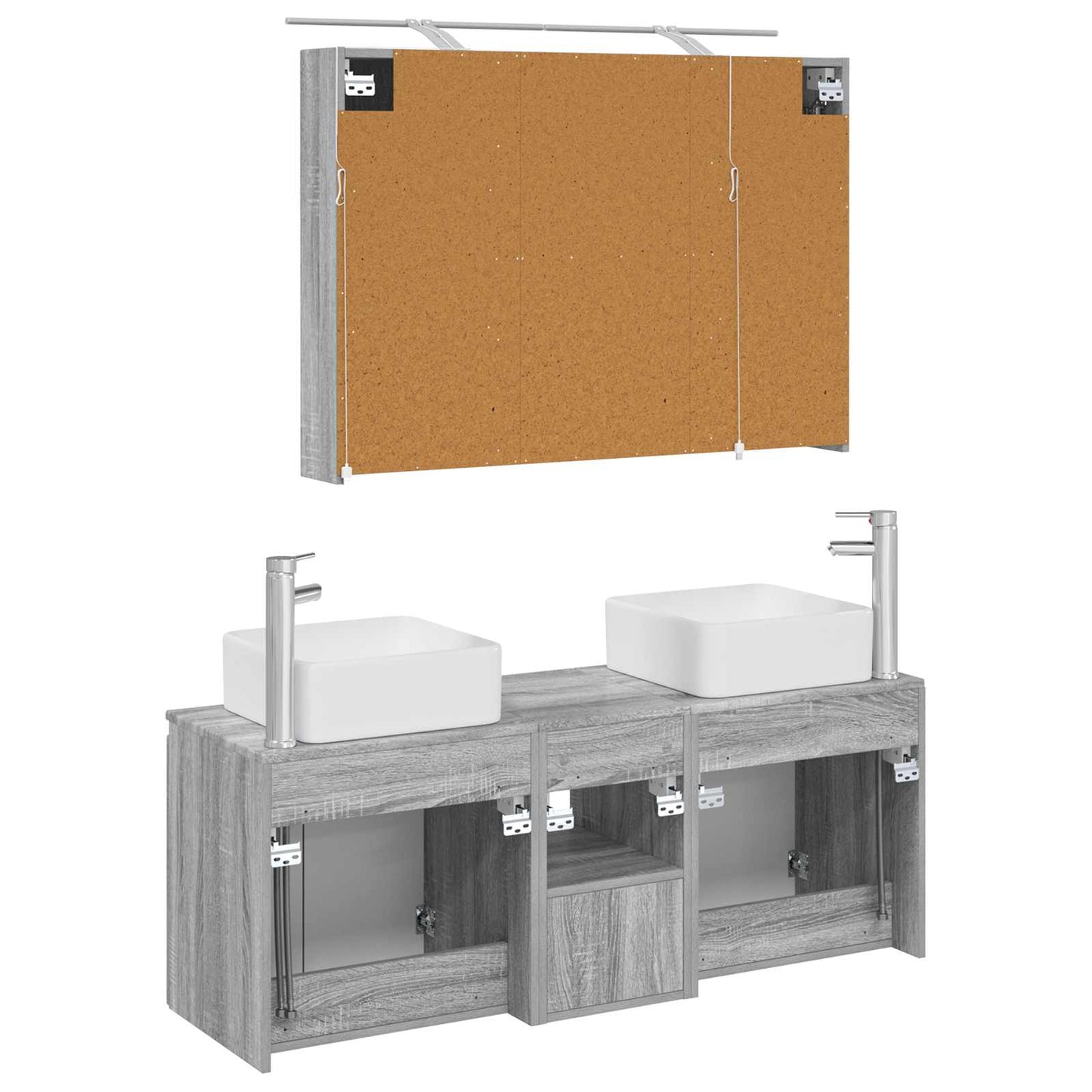Bathroom Cabinet Set 4 pcs Grey Sonoma 100 x 14.5 x 70 cm