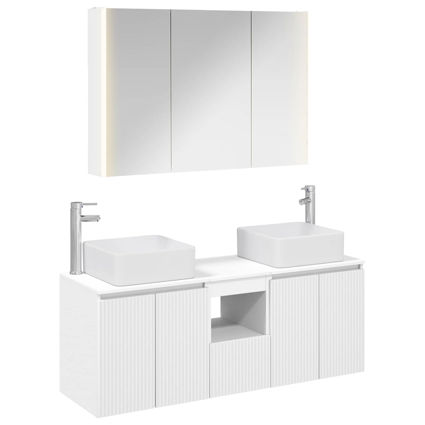 Bathroom Cabinet Set 4 pcs White Engineered Wood