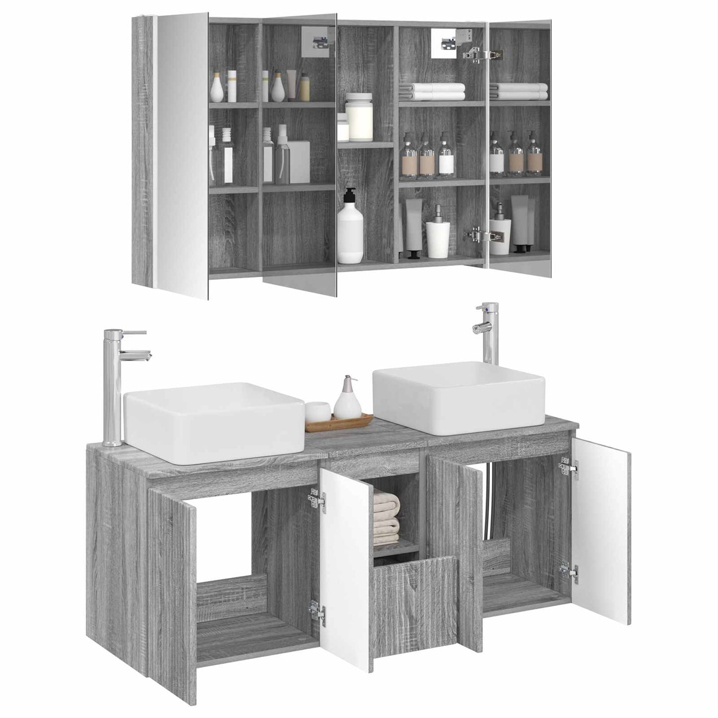 Bathroom Cabinet Set 4 pcs Grey Sonoma Engineered Wood