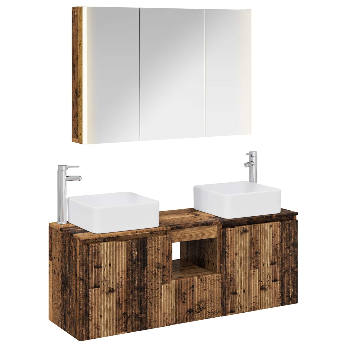 Bathroom Cabinet Set 4 pcs Old Wood Engineered Wood