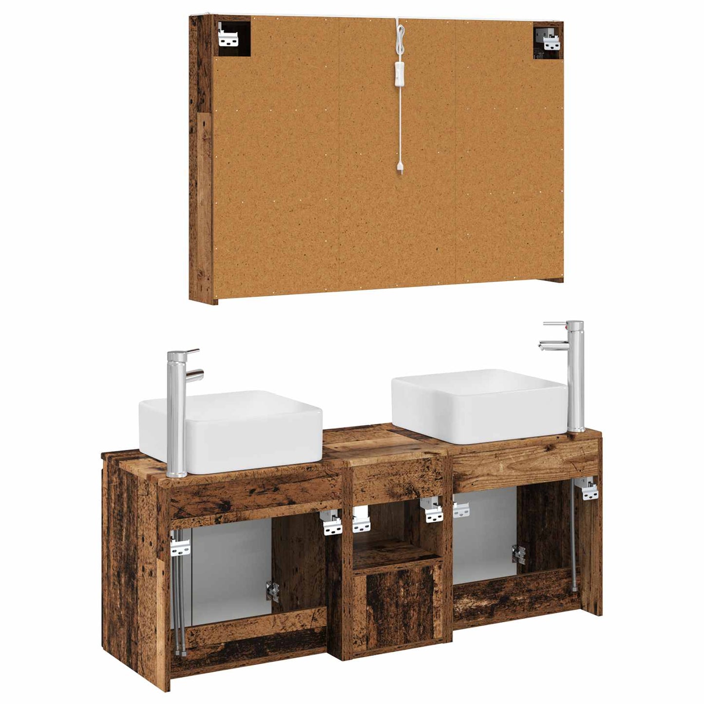 Bathroom Cabinet Set 4 pcs Old Wood Engineered Wood