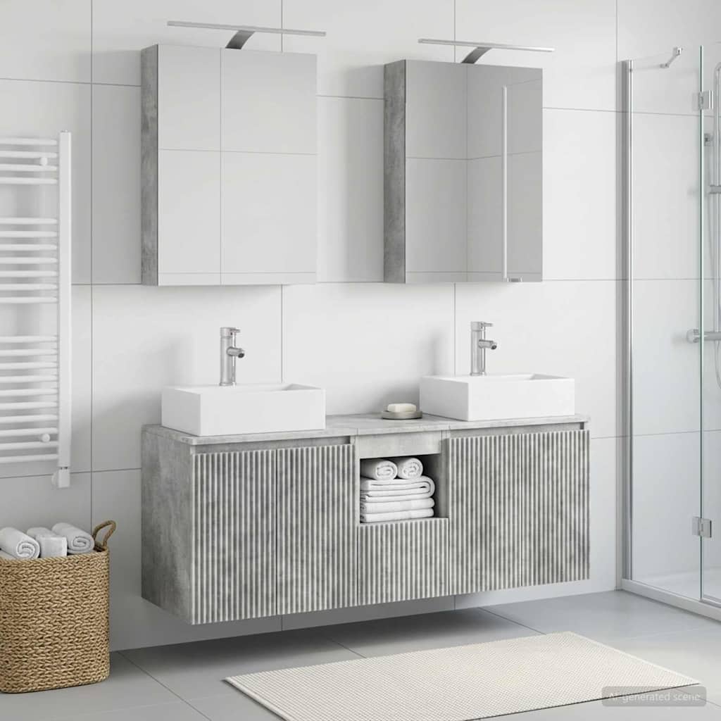 Bathroom Cabinet Set 5 pcs Concrete Grey Engineered Wood