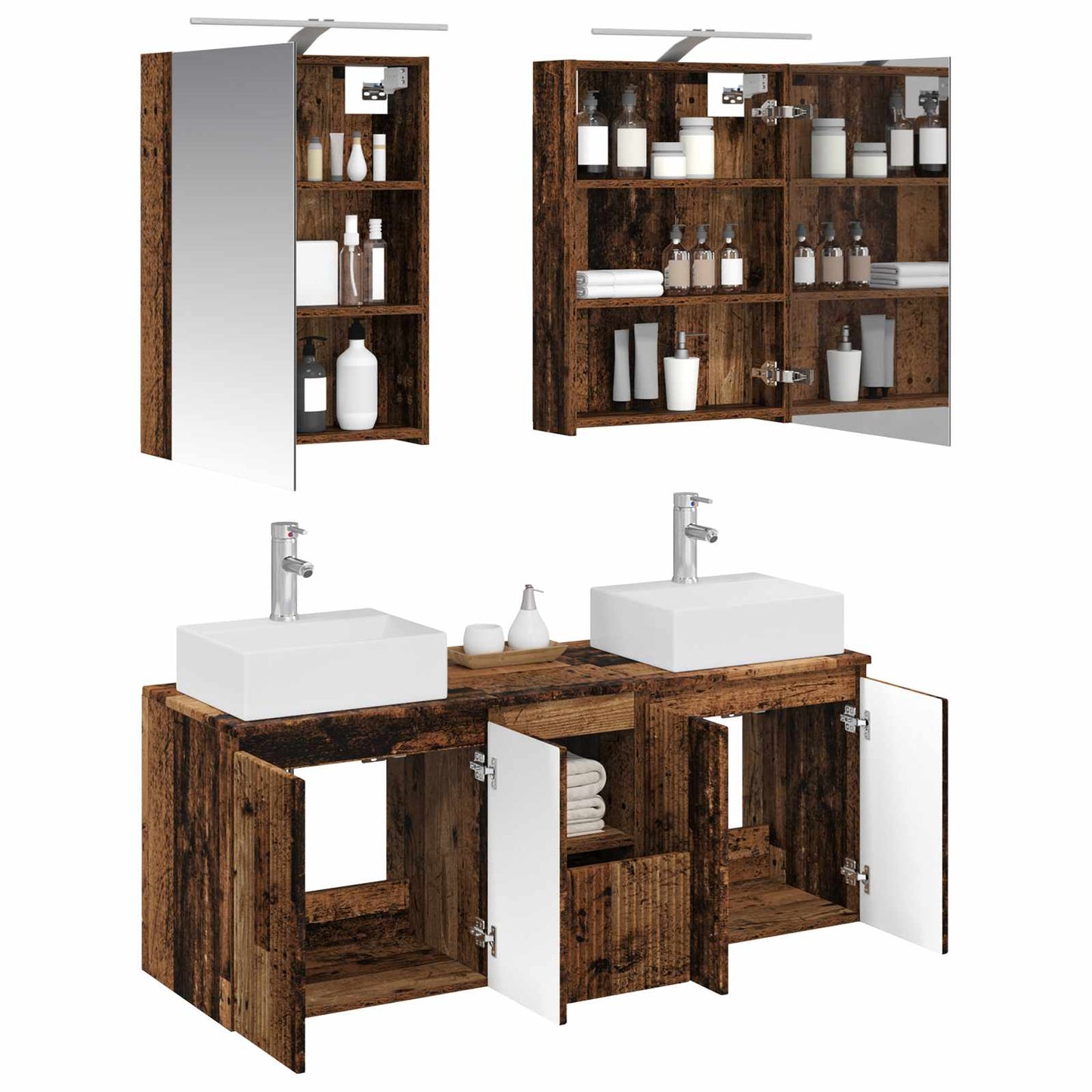 Bathroom Cabinet Set 5 pcs Old Wood Engineered Wood