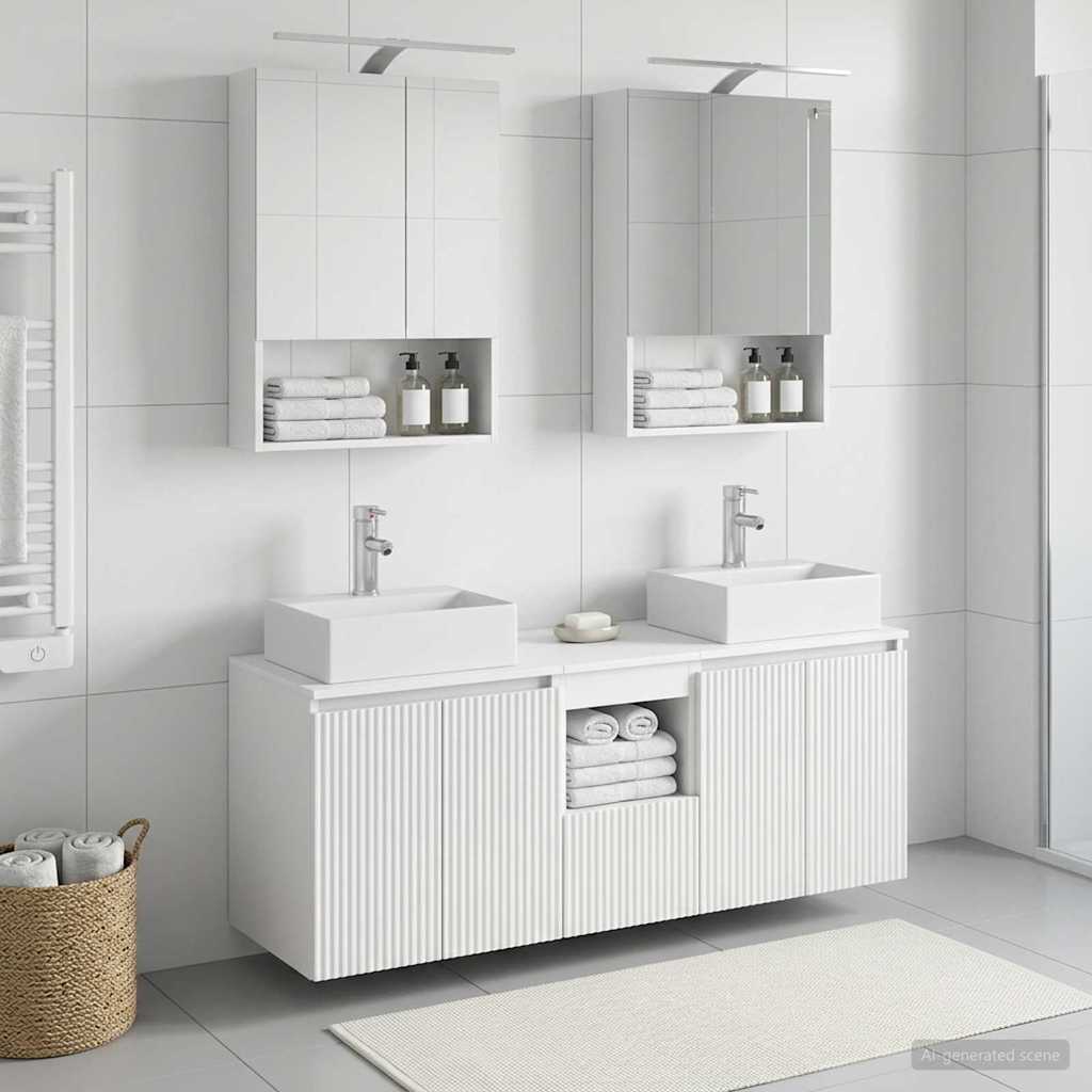 Bathroom Cabinet Set 5 pcs White Engineered Wood
