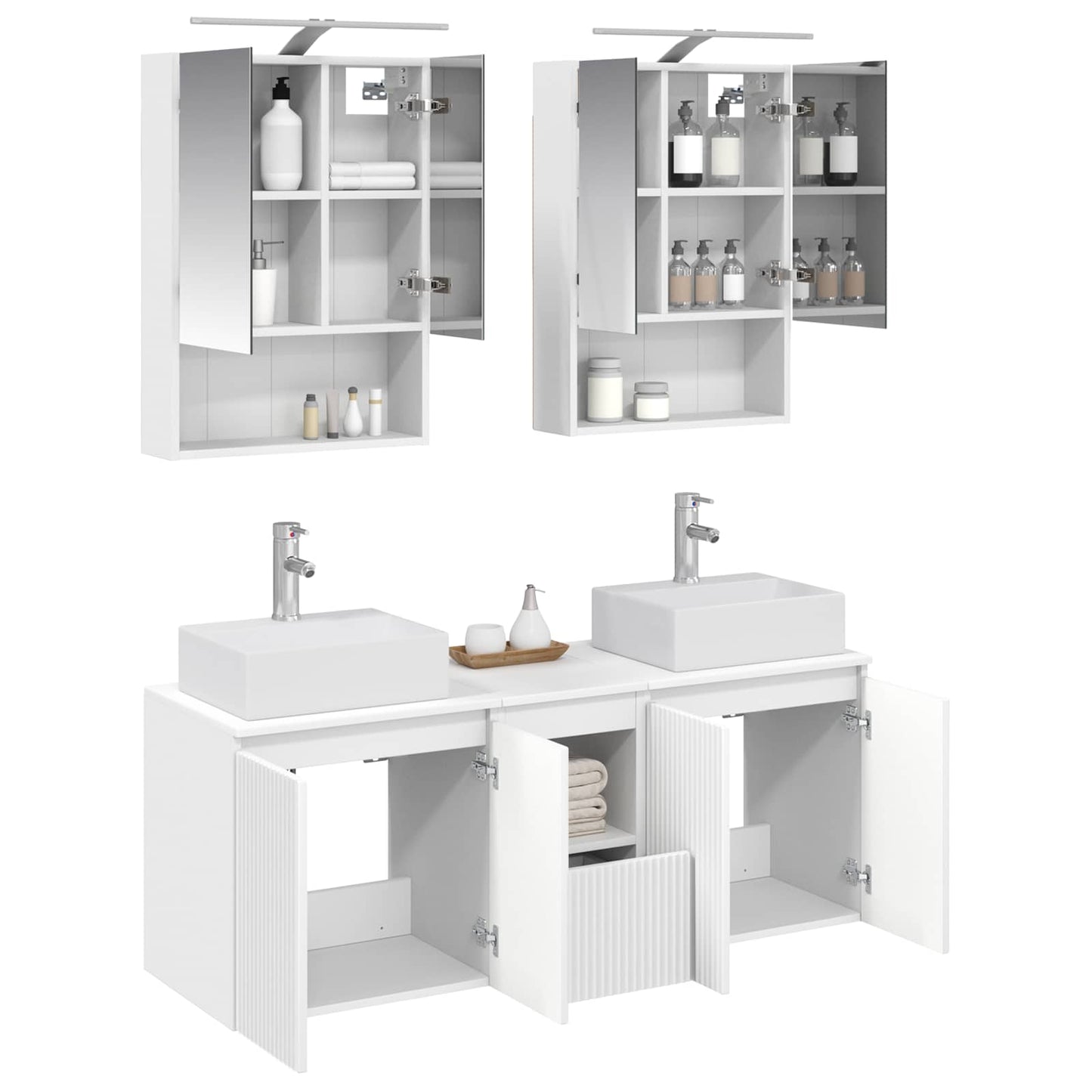 Bathroom Cabinet Set 5 pcs White Engineered Wood