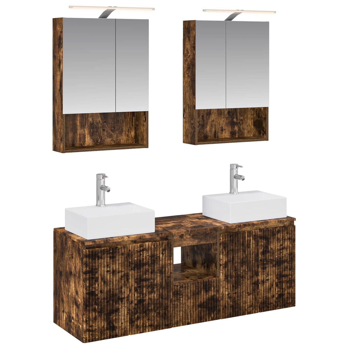 Bathroom Cabinet Set 5 pcs Smoked Oak Engineered Wood