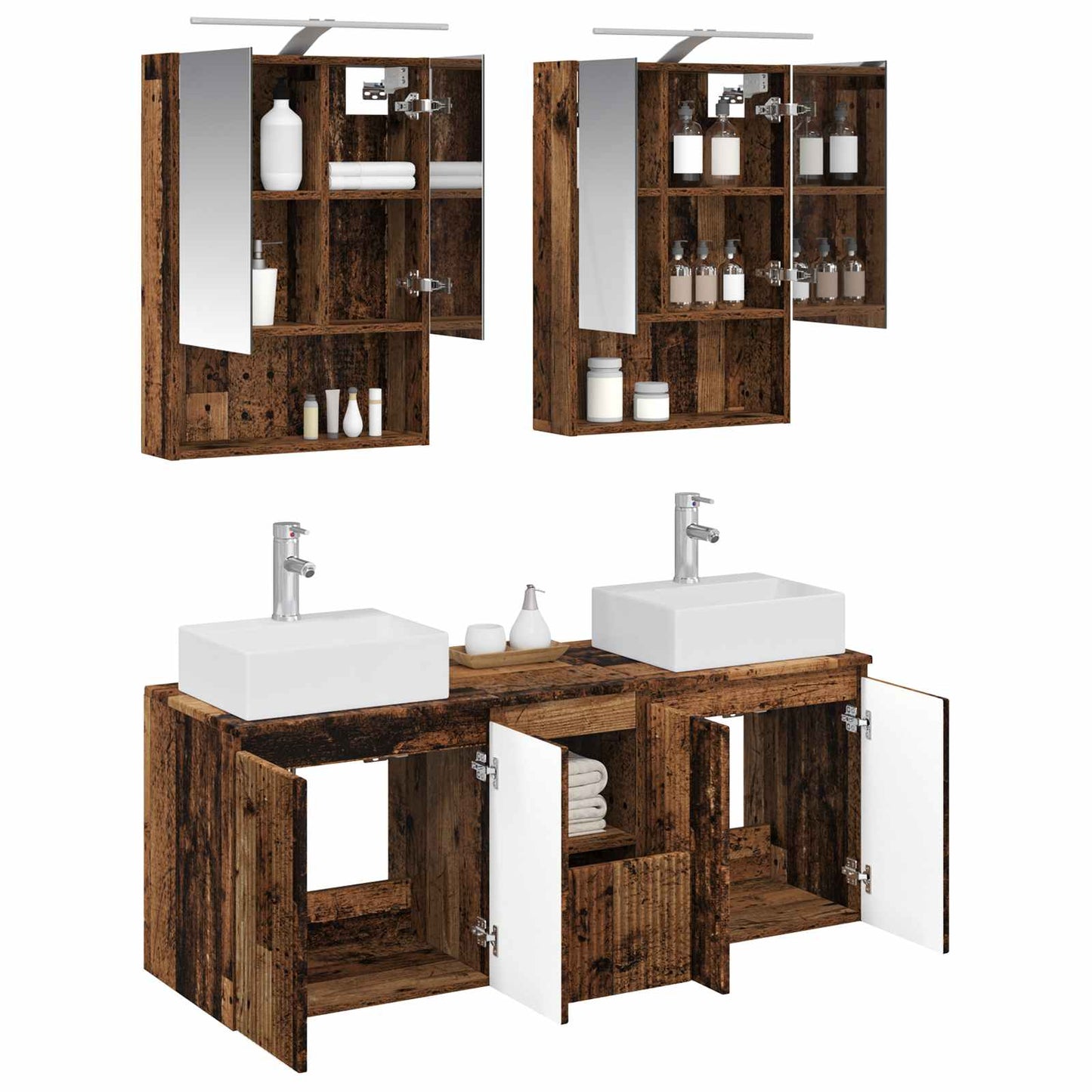 Bathroom Cabinet Set 5 pcs Old Wood Engineered Wood