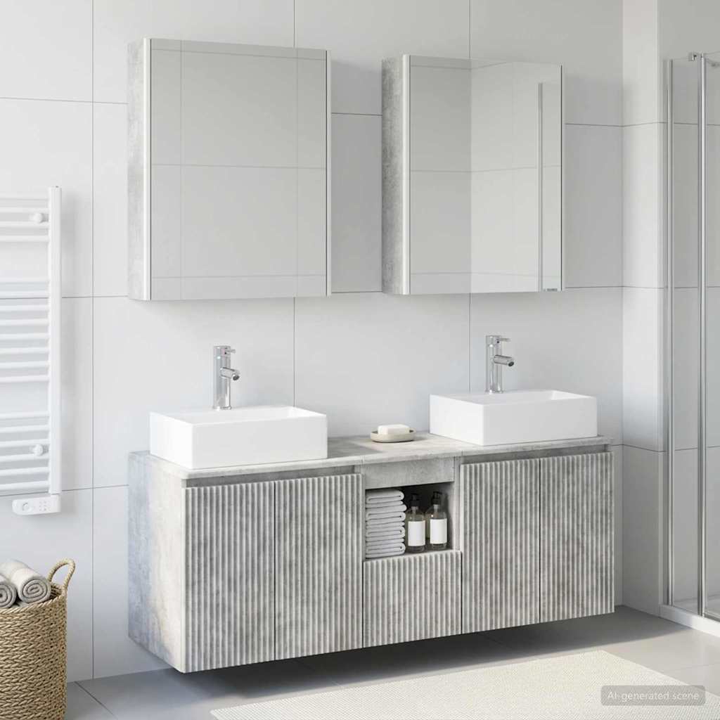 Bathroom Cabinet Set 5 pcs Concrete Grey Engineered Wood