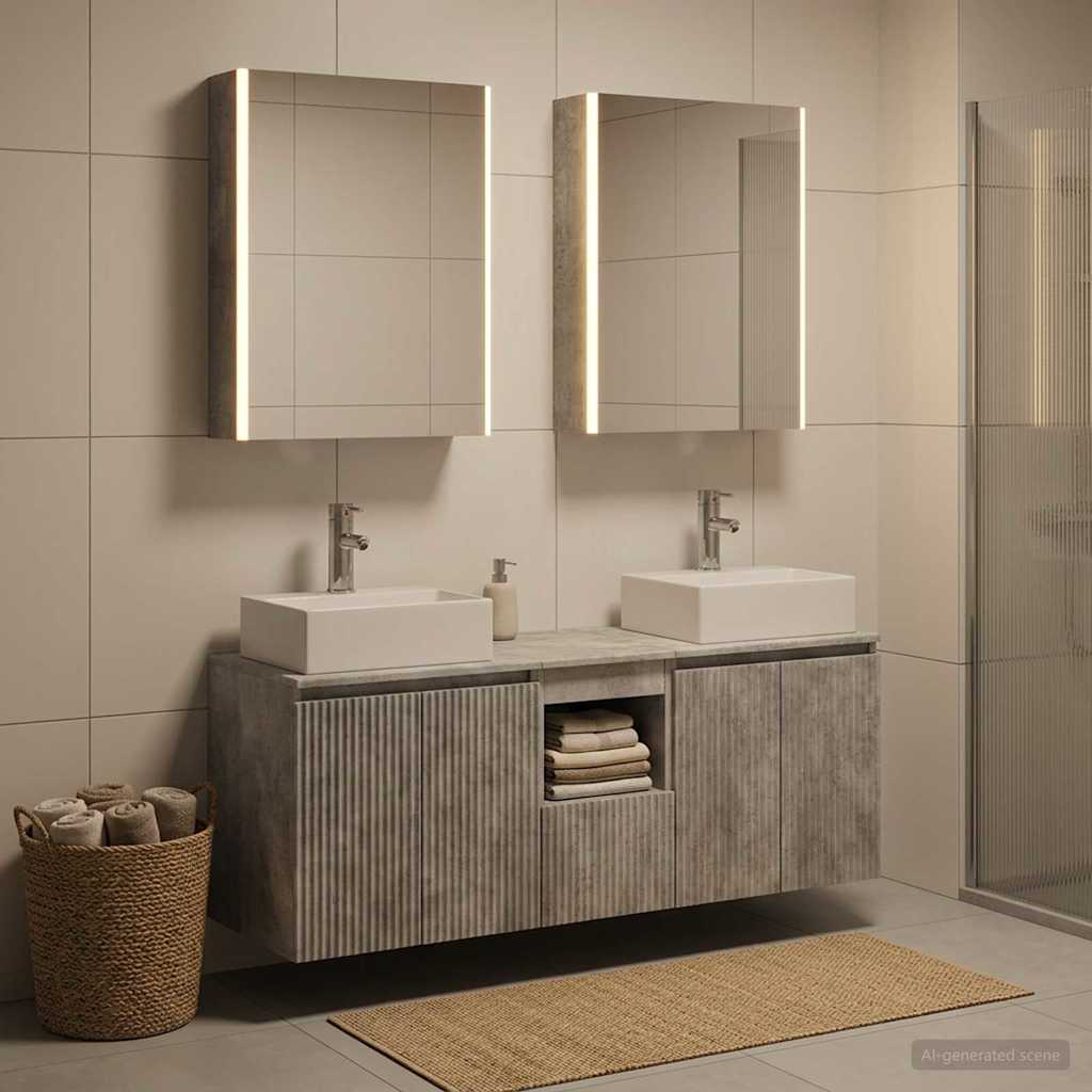 Bathroom Cabinet Set 5 pcs Concrete Grey Engineered Wood